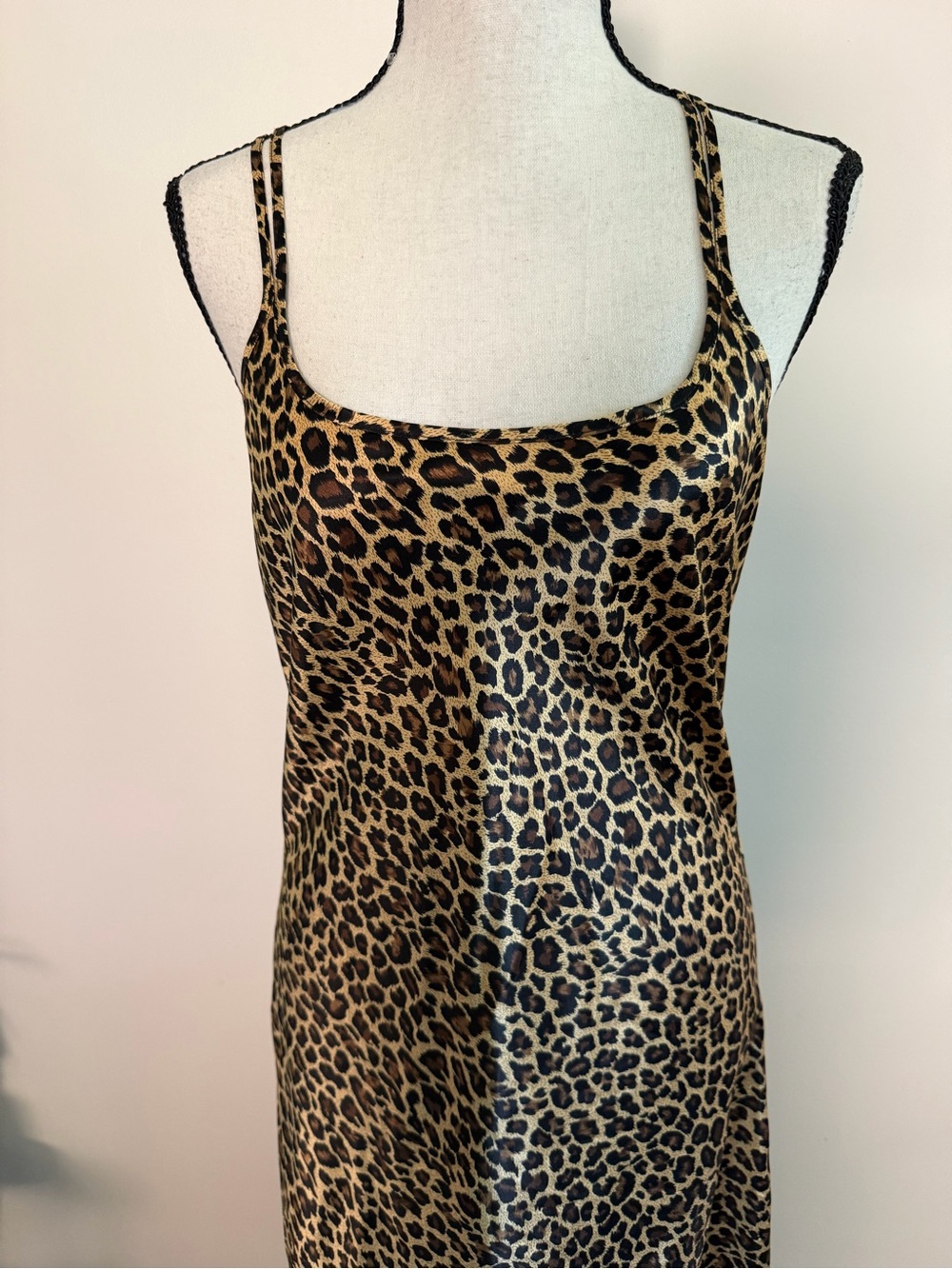 Victoria's Secret 1999 Leopard Slip Maxi Dress - Black & Tan - Picture 5 of 12